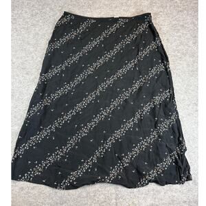 VINTAGE 90s Eddie Bauer Skirt Womens Size 18 Plus Black Floral Cottagecore Goth
